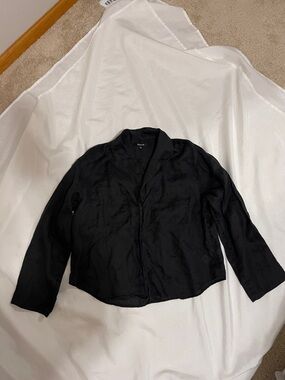 Madewell Black Lightweight Button-Front long sleeve top